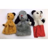 Chad Valley Sooty, Sweep and Sue hand/glove puppets . 1950/60’s. Good condition, Sweep has working