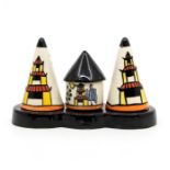 Lorna Bailey cruet set in the 'Pagoda Garden' design. Signed to the base plus Old Ellgreave