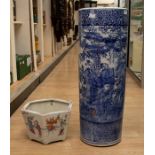 ***AUCTIONEER TO ANNOUNCE LOT WITHDRAWN*** A 19th century Chinese hexagonal jardiniere, decorated