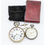 A Goliath white metal open faced pocket watch, white enamel dial, approx 60mm,  Roman numerals,