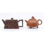 Two Yixing stoneware small teapots, approx 9cm and 7cm (2)