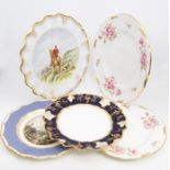 A group of Royal Crown Derby china plates to include: Pinxton Rose dinner and lunch plate; Vine