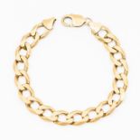 A 9ct gold curb link bracelet, width approx. 9mm, length approx. 8'', lobster clasp, weight