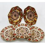 Collection of Royal Crown Derby plates, all 1128 Imari, two flan plates to octagonal, all firsts,
