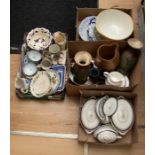 A collection of china, early 20th Century dinner wares, kitchen wares, Masons wares, blue and white,