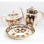 Royal Crown Derby Japan teapot along with 2451 coffee pot and bowl.