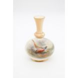 A Royal Worcester blush ivory vase shape no: G 779, the body painted with pheasant within landscape,