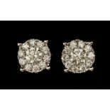 A pair of diamond and 18ct white gold cluster studs, diamond weight approx 0.97ct (VS SI G-H 0.42