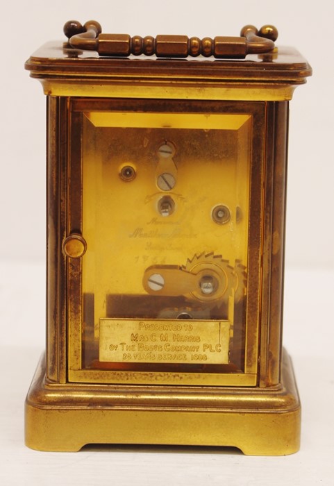 A 1980s Matthew Norman carriage clock, boxed with key - Image 4 of 6