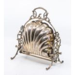Late 19th century to early 20th century silver plate spoon warmer classical shell shape opens out to