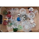 Collection of glasswares, early to end 20th century coloured and cut along with silver plated