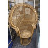 A large 1970s wicker Peacock Chair