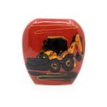 Anita Harris Art Pottery: Limited Edition 'Purse' vase of a digger (JCB) produced in an exclusive