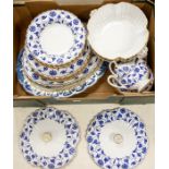 A Spode "Blue Colonel" fine bone china six piece dinner service, comprising: dinner & soup plates,