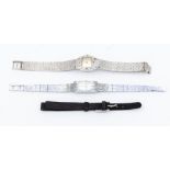 A Girard Peregaux white metal and diamond ladies watch, cushion shaped dial with applied baton