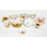 A group of modern hand painted ERB (E R Booth) Worcester china, all decorated with Pheasants to