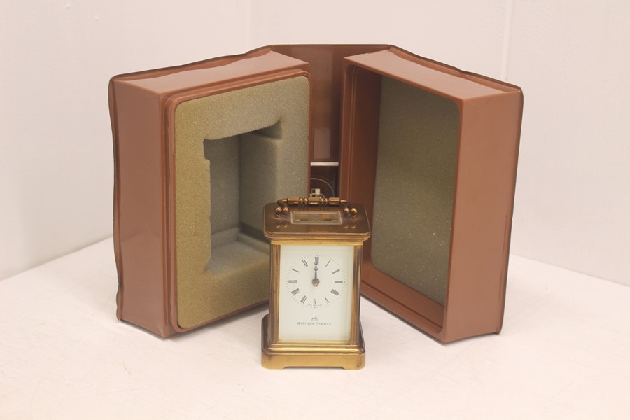 A 1980s Matthew Norman carriage clock, boxed with key - Image 5 of 6