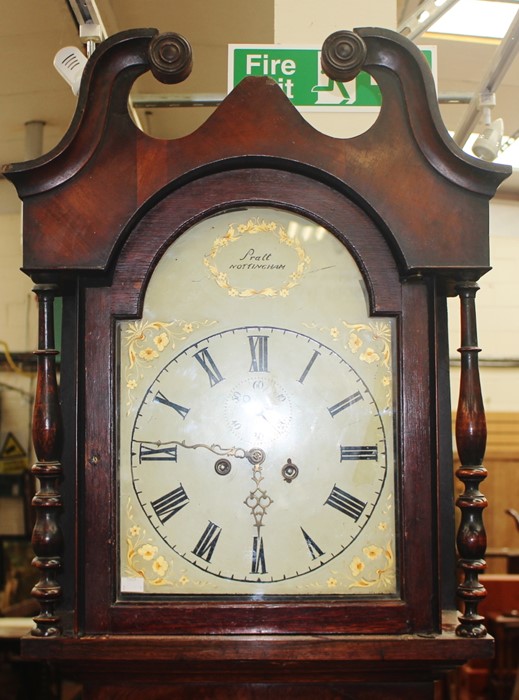 An early 19th Century oak and mahogany eight day longcase clock, by 'Pratt, Nottingham', the hood - Image 2 of 3