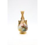 A Royal Worcester posy vase, shape no: H214, openwork flare rim, the body painted with a pair of
