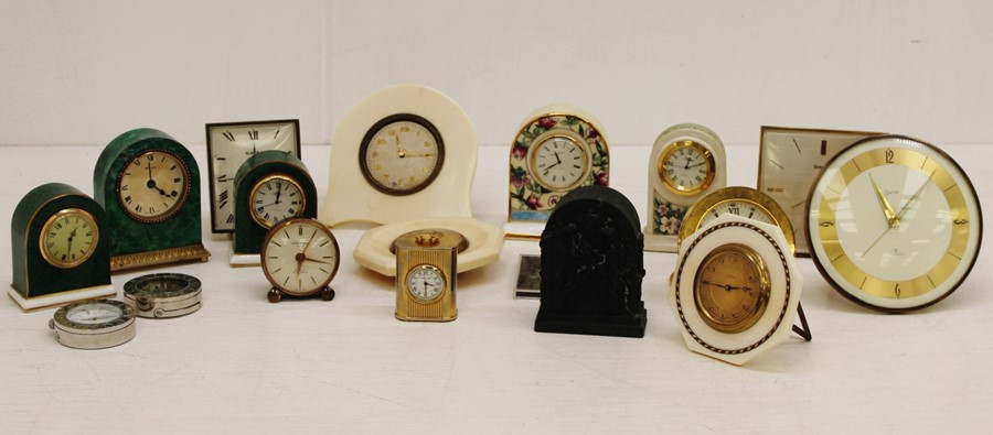 An assembled group of small and miniature travel and decorative clocks, late 20th Century, mostly - Image 2 of 2
