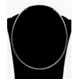A 9ct white gold open hollow collar necklace, width approx. 4mm,  length approx. with 17'',