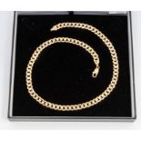 A 9ct gold curb link chain necklace, width approx. 7mm,  with lobster clasp, length approx. 20'',
