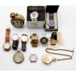 A collection of watches to include vintage gents watches to include a gold plated Services, Timex