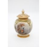A Royal Worcester pot pourri and cover, shape no: 278/H, the body painted with a pair of