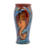Anita Harris Art Pottery: A Trial Bella vase in 'Sea Horse' design. Height approx 18cm Signed in