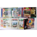 A collection of assorted railway magazines and catalogues including LGB and Scalextric. (one box)