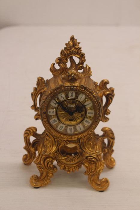 Early 20th century mantel clock Mahogany along with mid 20th century brass mantel clock. - Image 2 of 2