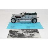 Boxed Diecast model of silver ghost Rolls Royce.