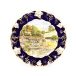 Royal Crown Derby early 20th century, hand painted plate with transfer B Bentley entitled old