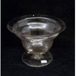 An early 20th century Venetian hand blown glass bowl, smokey tint, folded footed base.