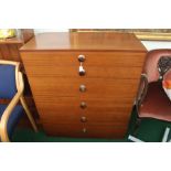 An Avalon teak veneered chest of drawers, comprising of six drawers, each fitted with solid tea