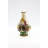 A Royal Worcester posy vase, shape no: 285A, the entire painted with pheasants with forest scape,