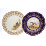 A Coalport pattern no: 18419 cabinet plate, cobalt blue and gilt border, the reserve painted with