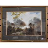 Anthony Waller (20th Century)  Woodland river scene watercolour, 35 x 53cm signed lower right