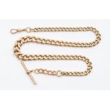A 9ct gold graduated Albert link chain, T bar and toggle clasp, length approx 17.5'',  total gross