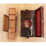 Walnut Trinket Box with concertina interior shelves along with a Victorian Rose mahogany tea caddy
