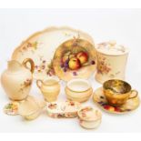 A collection of Royal Worcester ceramics to include a hand painted cup, saucer and side plate