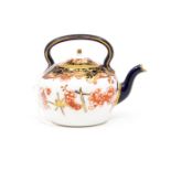 An early 20th Century Royal Crown Derby Imari 2649 small tea kettle and cover, red Osmaston Road