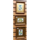 Three framed porcelain hand painted plaques by W Rayworth.