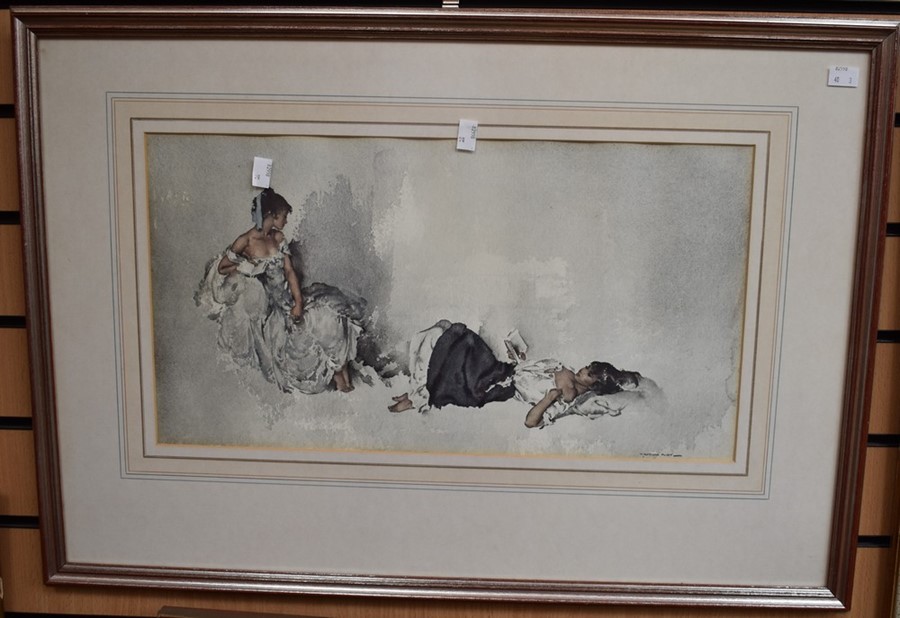 A signed and numbered William Russel Flint lithograph of women washing clothes in a river, 52 x - Image 5 of 6