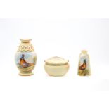 A collection of Locke & Co., Worcester blush ivory wares each decorated with Pheasants and signed by