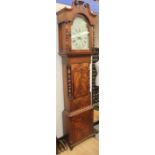 An early Victorian mahogany eight day longcase clock, circa 1850, the hood with a swan neck