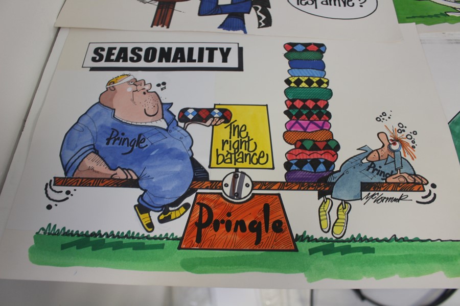 Malcolm McKormick; a collection of original advertising cartoons for 'Pringle Knitware' including - Image 4 of 9