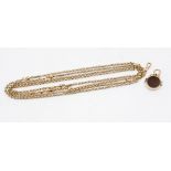 A 9ct gold fancy link guard chain, comprising belcher links with entwined lozenge links and