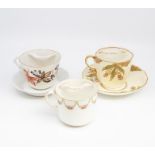 A group of six late 19th Century/early 20th Century Mustache cups and saucers (1 saucer lacking),