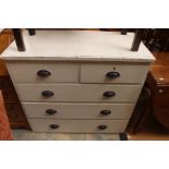 A Victorian white painted chest of drawers, fitted with two short over three long drawers.